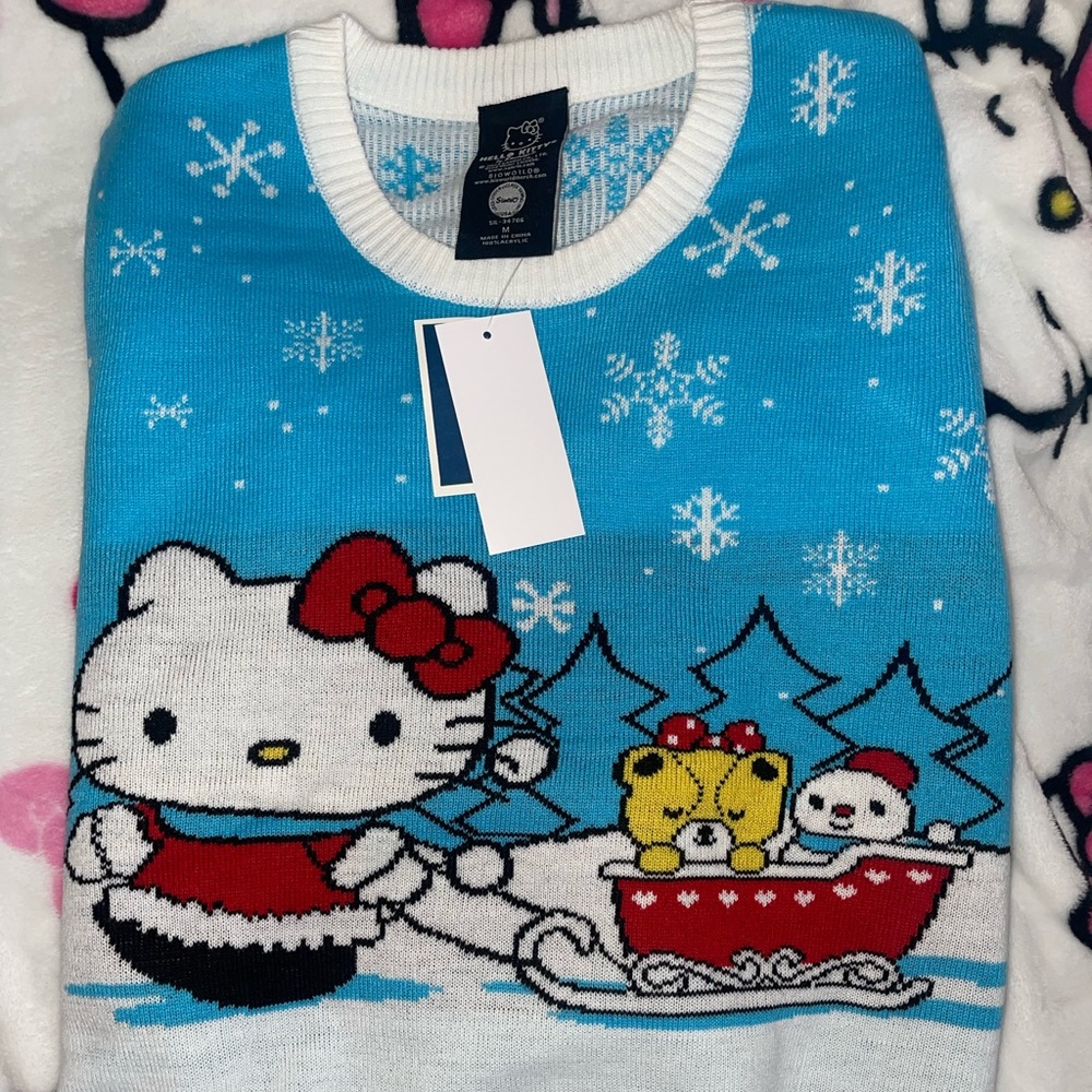 Hello kitty blue Christmas sweater